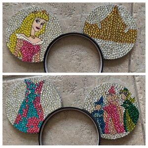 Custom Made Disney Princess Aurora, Sleeping Beauty Rhinestone Double Sided Ears